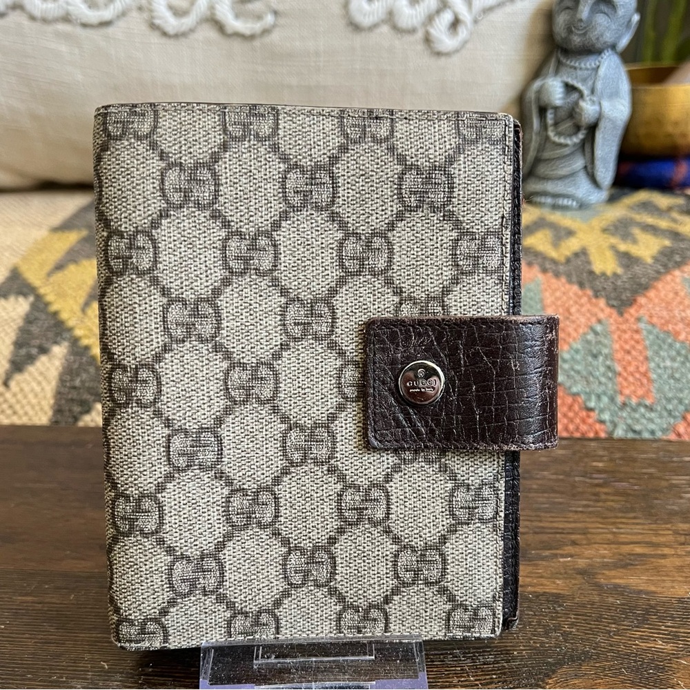 GUCCI Notebook/Agenda Small Cover 6 Binder Rings & Pen Holder & 5 Card Holders - Picture 1 of 17